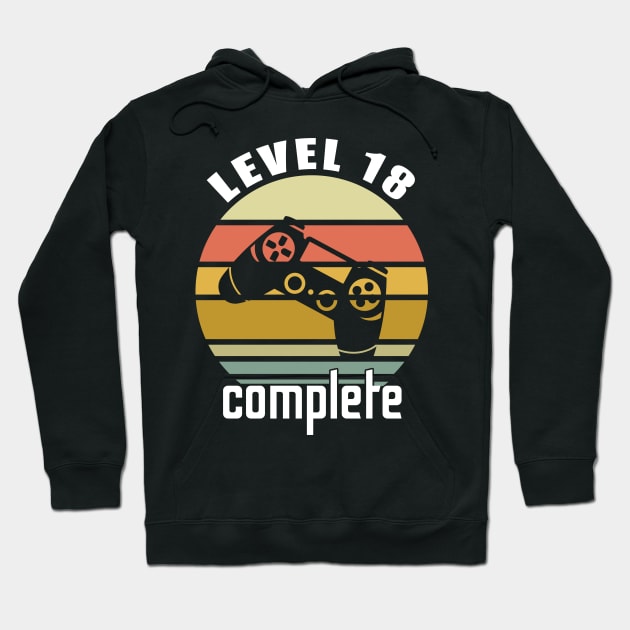 Level 18 Complete 18Th Birthday Year Old Gamer Vintage Gift Hoodie by moclan